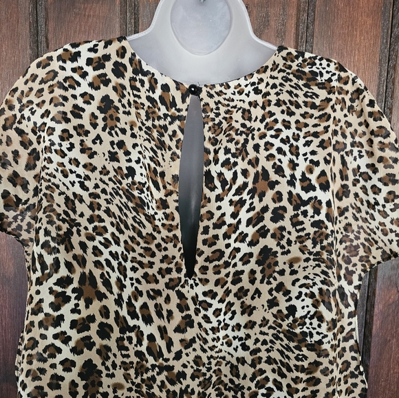 Last Tango Leopard Print Jumpsuit with Chiffon Overlay Large - Picture 8 of 17